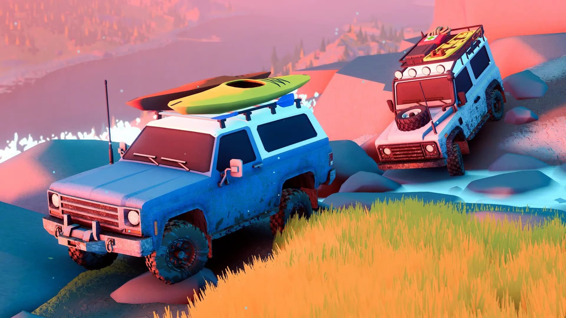 over the hill 2 araç yolculuk yapıyor
